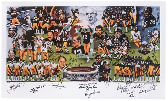 Pittsburgh Steelers Limited Edition 1970s "Team Of The Decade" Multi-Signed Lithograph With 55 Signatures Including Terry Bradshaw, Mean Joe Greene, Jack Lambert & More! (JSA)